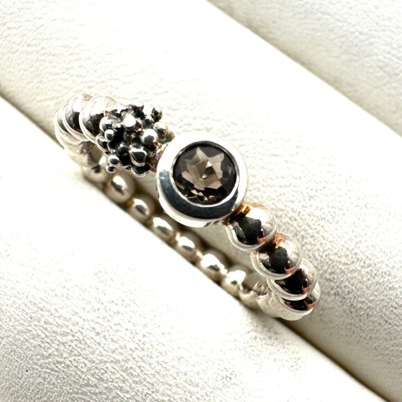 Michael Dawkins Smokey Topaz Ring Band Sterling Silver Caviar Design Size 9 Stac - Picture 1 of 3